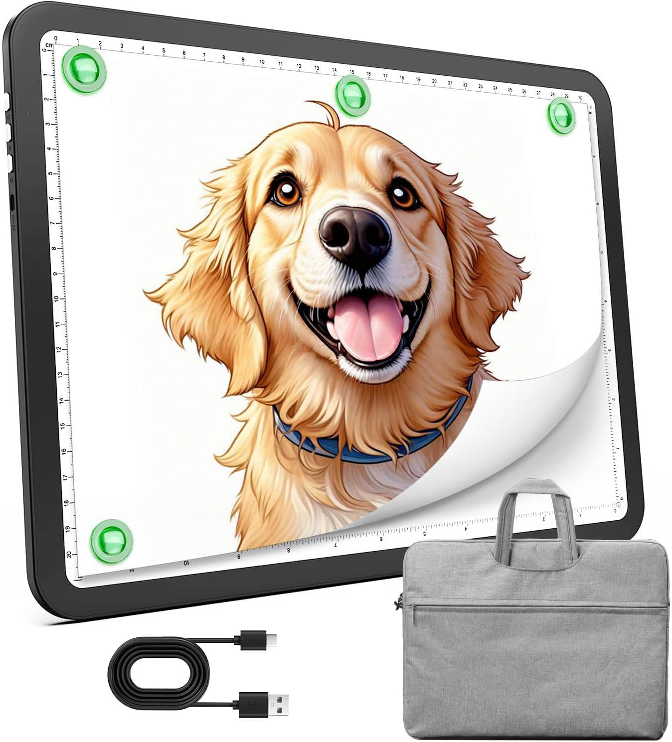 Zocelight Rechargeable A4 Tracing Light Box with Padded Case,Ultra Bright Led Light Pad with Physical Button,Wireless Light Board for Diamond Painting,Dimmable 9000LUX Lightbox for Tracing and Drawing