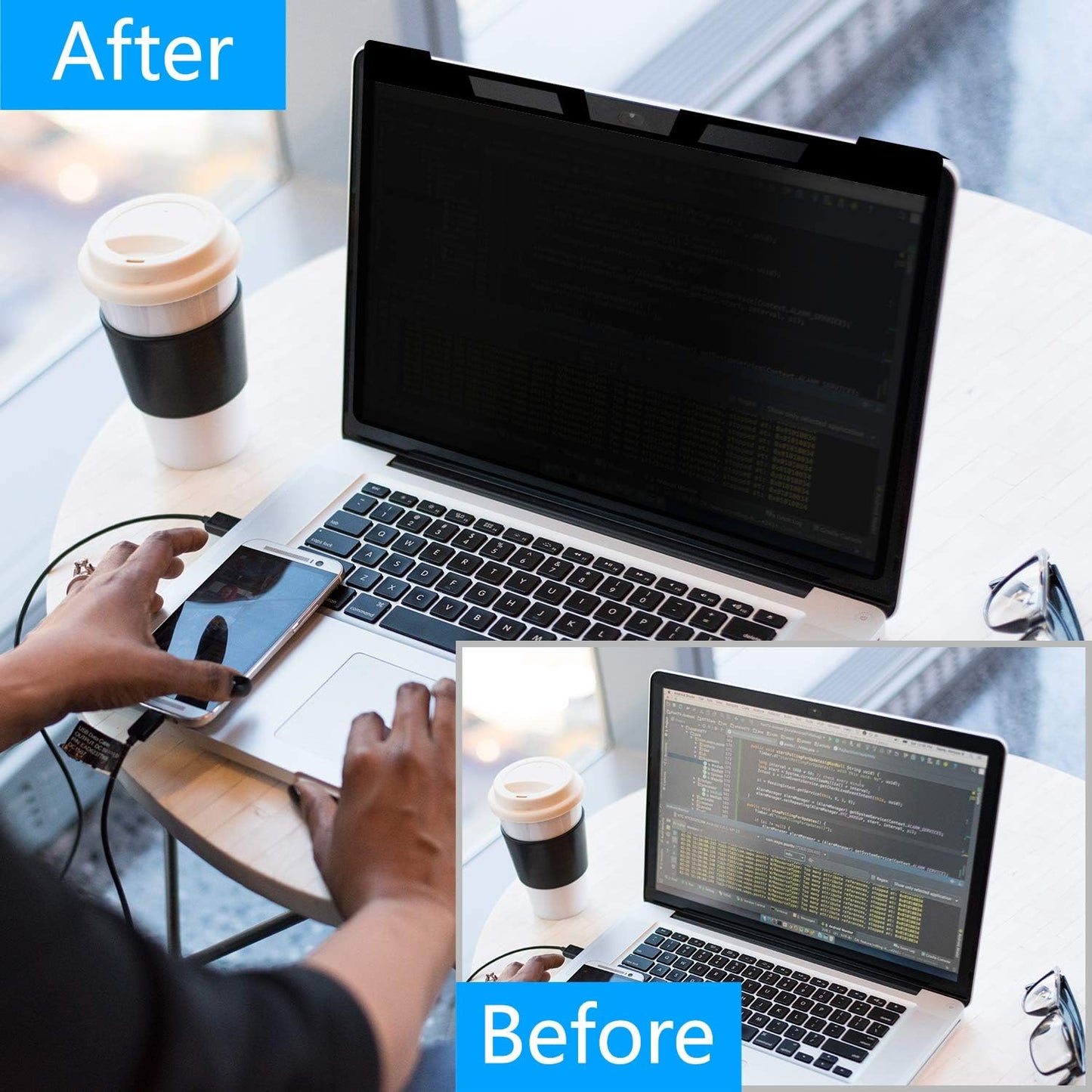 Hanging 15.6 Inch Laptop Privacy Screen Blue Light Screen Protector Anti Glare Anti-Scratch Laptop Privacy Screen Shield 15.6 Inch 16:9 Aspect Ratio