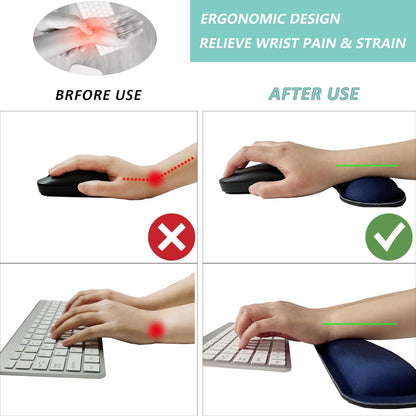 Keyboard Wrist Rest Mouse Wrist Support Set, Memory Foam Wrist Rest Pad for Computer Laptop Keyboard Mouse, Ergonomic Wrist Cushion Support for Typing Pain Relief, Gaming Home Office, Flowers Grass