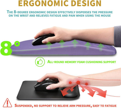 Hokafenle Ergonomic Mouse Pad Wrist Support with Massage Design, Wrist Rest Pain Relief Mousepad with Memory Foam&Non-Slip PU Base, Mouse Pads for Wireless Mouse & Desk (12x8 inch,Black)