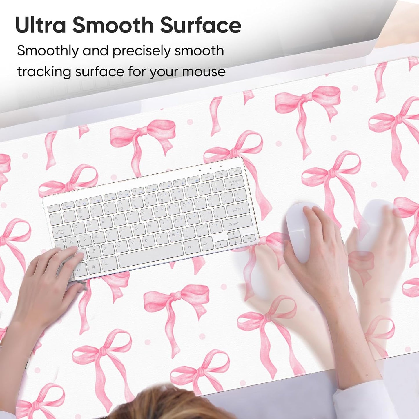 Pink Desk Mat, Leather Desk Pad Blotter Protector, XXL Large Mouse Pad,Computer Laptop Mouse Pads for Desktop,Waterproof Writing Anti-Slip Mousepad for Office and Home I Colorful Stickers