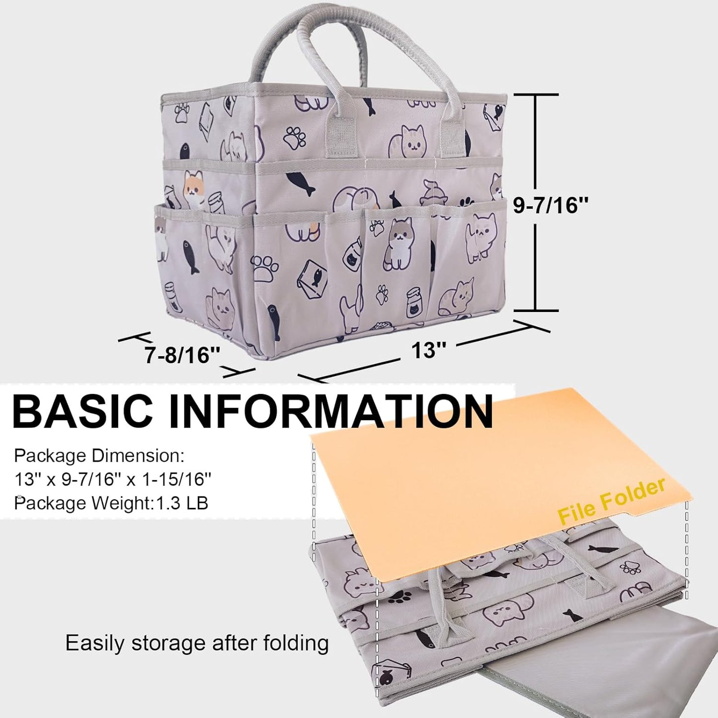 Cupohus Art Organizer Craft Storage Tote Bag with Pockets and Handles, Oxford Fabric Carrying Caddy for Teacher, Officer, Artist, Traveler –Purple