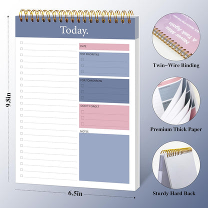 104 Pgs To Do List Notepad - Daily Planner Notepad Undated 52 Duplex-Printed Undated Sheets Tear Off, 6.5" x 9.8" Checklist Productivity Organizer with Hourly Schedule for Tasks