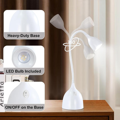 EJIAXIN Desk Lamp for Home Office - Clip on Reading Light and Bed Headboard Clamp Lamp, Bedside Gooseneck Table Lamp, Clip on Desk Lamps, Eye-Caring Desk Lamp for College Dorm Room Study Lamp, White