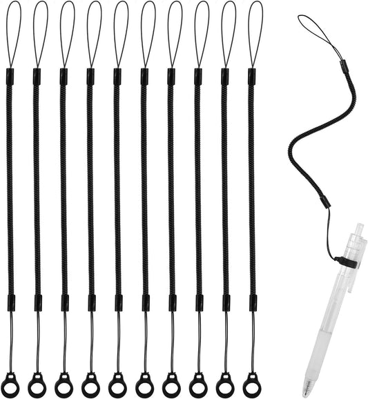 10pcs Pen Lanyards, Elastic Lanyard Tether with Silicone Rings Retractable Stylus Tether Clipboard Pen Strap Tablet Holder Anti-Lose Leash for Tethering Stylus to Touchscreen
