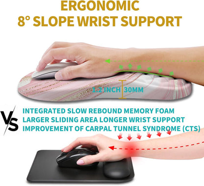 Hokafenle Ergonomic Mouse Pad Wrist Support, Wrist Rest Mousepad for Carpal Tunnel Pain Relief with Integrated Memory Foam Slope Massage Bulge (11.8x7.9 inch,Topographic Contour)