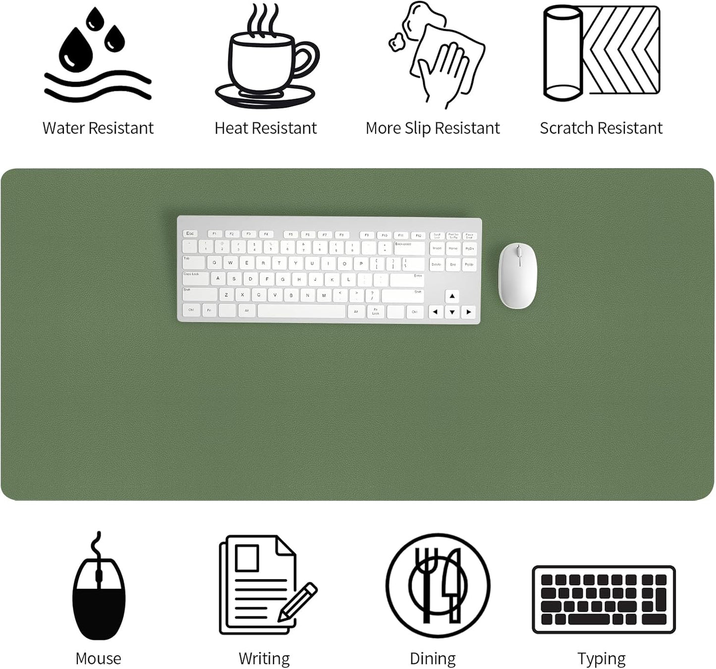 Bloss Leather Desk Pad and Keyboard Wrist Rest, Large Mouse Pad + Keyboard Pad+Mouse Wrist Support, Non-Slip Desk Mat Protector for Office, Home(31.5×15.7 Inches,Beige) - Colors B