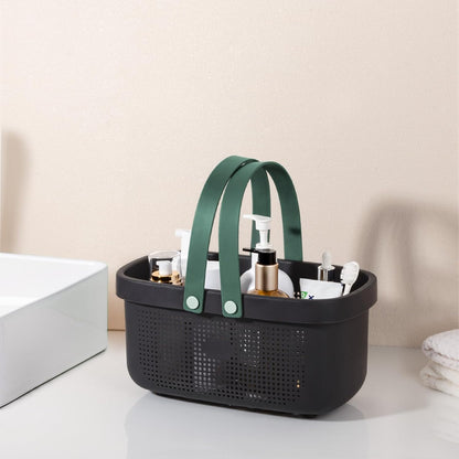 JiatuA Plastic Storage Basket with Handle Portable Shower Caddy Tote Organizer Basket Bin for Bathroom Kitchen Dorm Room Bedroom, Green