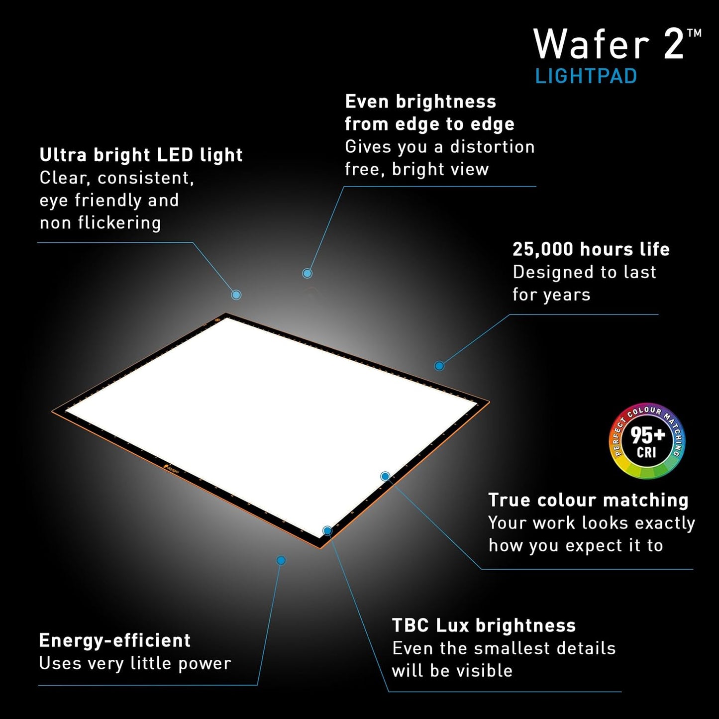 Daylight Wafer 3 Light Pad (A2+) Dimmable with Memory Function, Perfect for Tracing, Sketching, Scrapbooking and Other Craft Projects,18X23.5 inches, Black