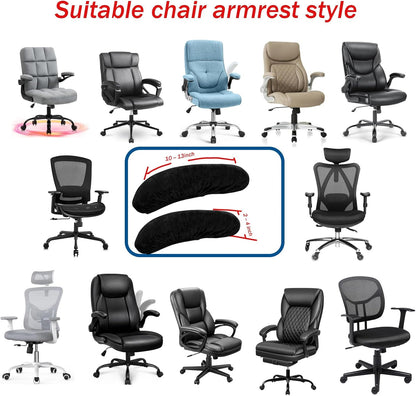 Office Chair Arm Rest Cover Velvet Office Chair Armrest Covers Stretchable Removable Armrest Protectors for Desk Chairs Computer Chair Gaming(Office Chair Arm Covers 2Pcs, Black)
