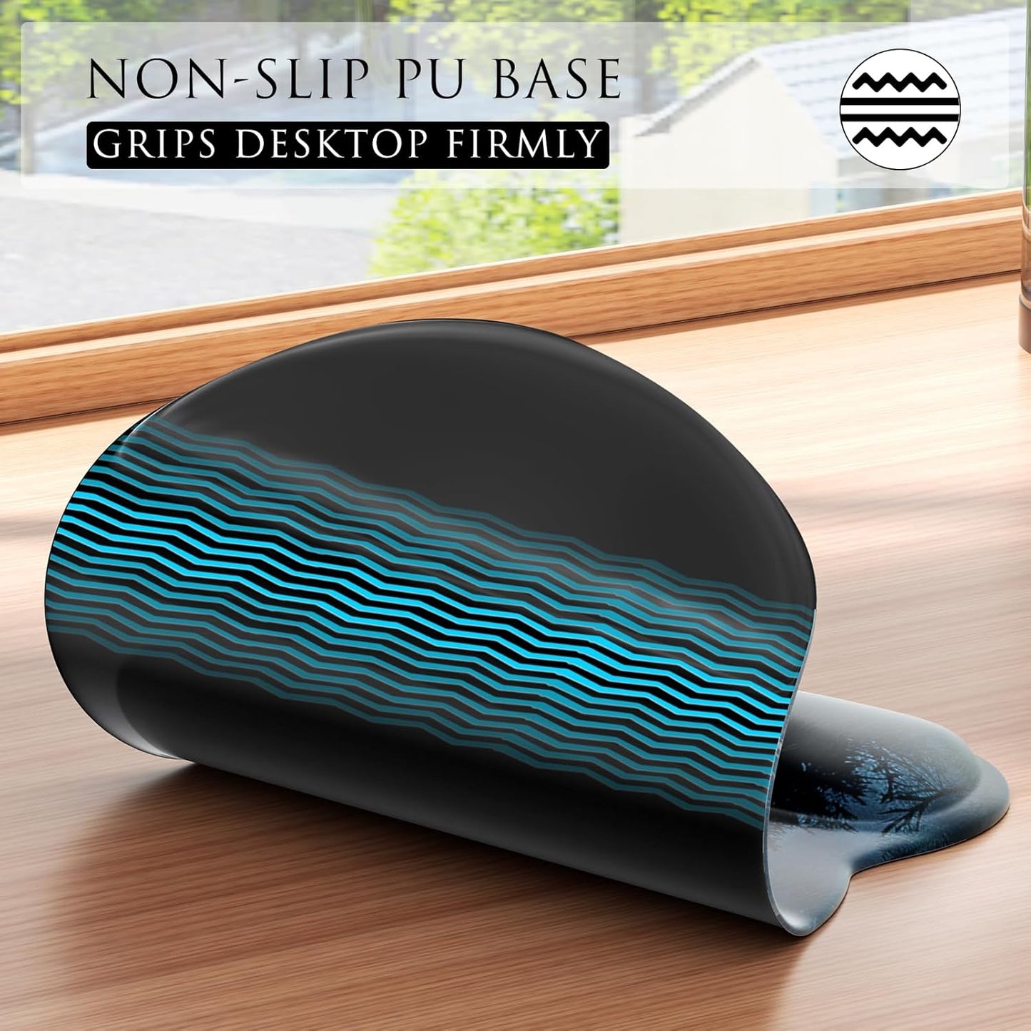 MROCO Ergonomic Mouse Pad with Gel Wrist Rest, Smooth Wrist Support Surface, Non-Slip PU Base for Pain Relief, Comfortable Mousepad for Computer, Laptop, Office & Home, 9.4 x 8.1 in, Black