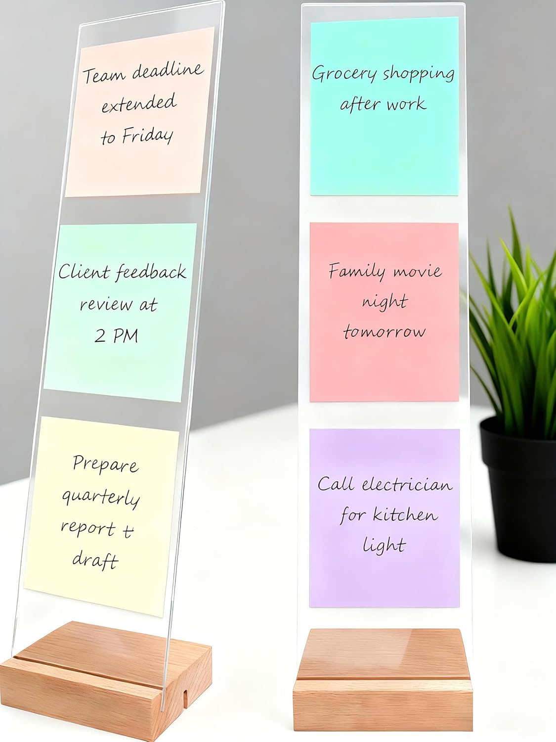 Monitor Memo Board,Detachable Acrylic Sticky Note Holder - Transparent Desktop Monitor Memo Board Stand for Computer Laptop, Portable Message Panel Reminder Office Desk Accessories (2PCS)