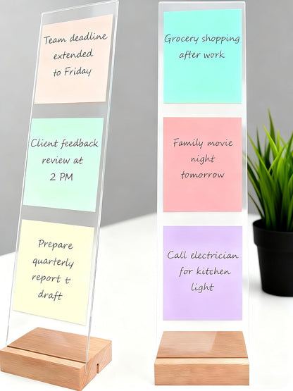 Monitor Memo Board,Detachable Acrylic Sticky Note Holder - Transparent Desktop Monitor Memo Board Stand for Computer Laptop, Portable Message Panel Reminder Office Desk Accessories (2PCS)