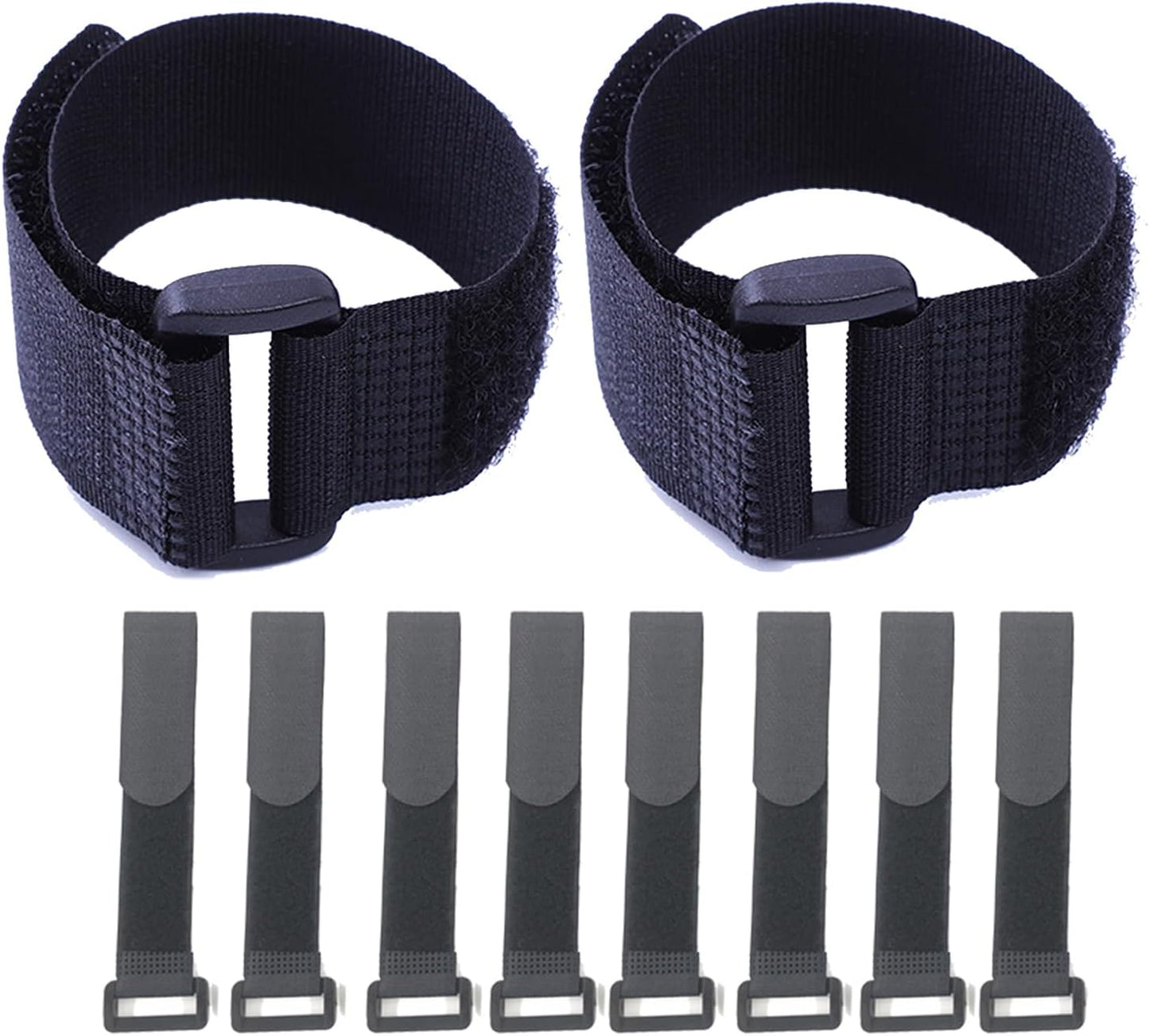 Fastening Nylon Strap with Buckle,10Pack Reusable Self-Adhesive Hook and Loop Cable Securing Straps,Adjustable Cinch Straps for Cords Organized and Tidy(1" x 8")