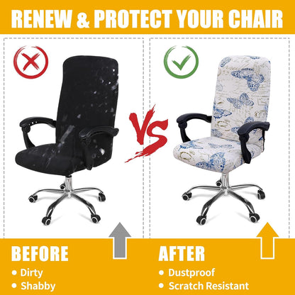 Smiry Stretch Printed Office Chair Armrest Covers, 2 Pcs Soft Fit Removable Washable Computer Desk Chair Arm Covers Protector, Black