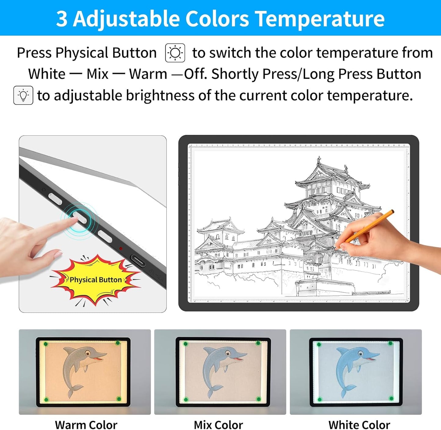 TOHETO Rechargeable A2 Light Pad for Diamond Painting 25.2''x18.4'', Magnetic Diamond Art Light Board, Wireless Lightbox for Tracing and Drawing, Cordless LED Light Table for Sketching, Weeding Vinyl