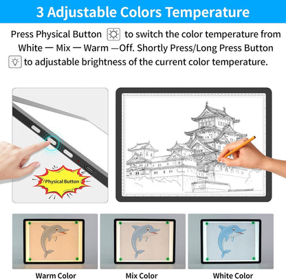 TOHETO Rechargeable A2 Light Pad for Diamond Painting 25.2''x18.4'', Magnetic Diamond Art Light Board, Wireless Lightbox for Tracing and Drawing, Cordless LED Light Table for Sketching, Weeding Vinyl