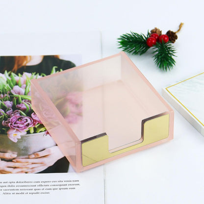 MultiBey Gold Sticky Notes Holder Clear Acrylic Memo Pad Dispenser Post it Note Holder Desk Supplies Organizer Accessories for Office Home Schools (Gold)
