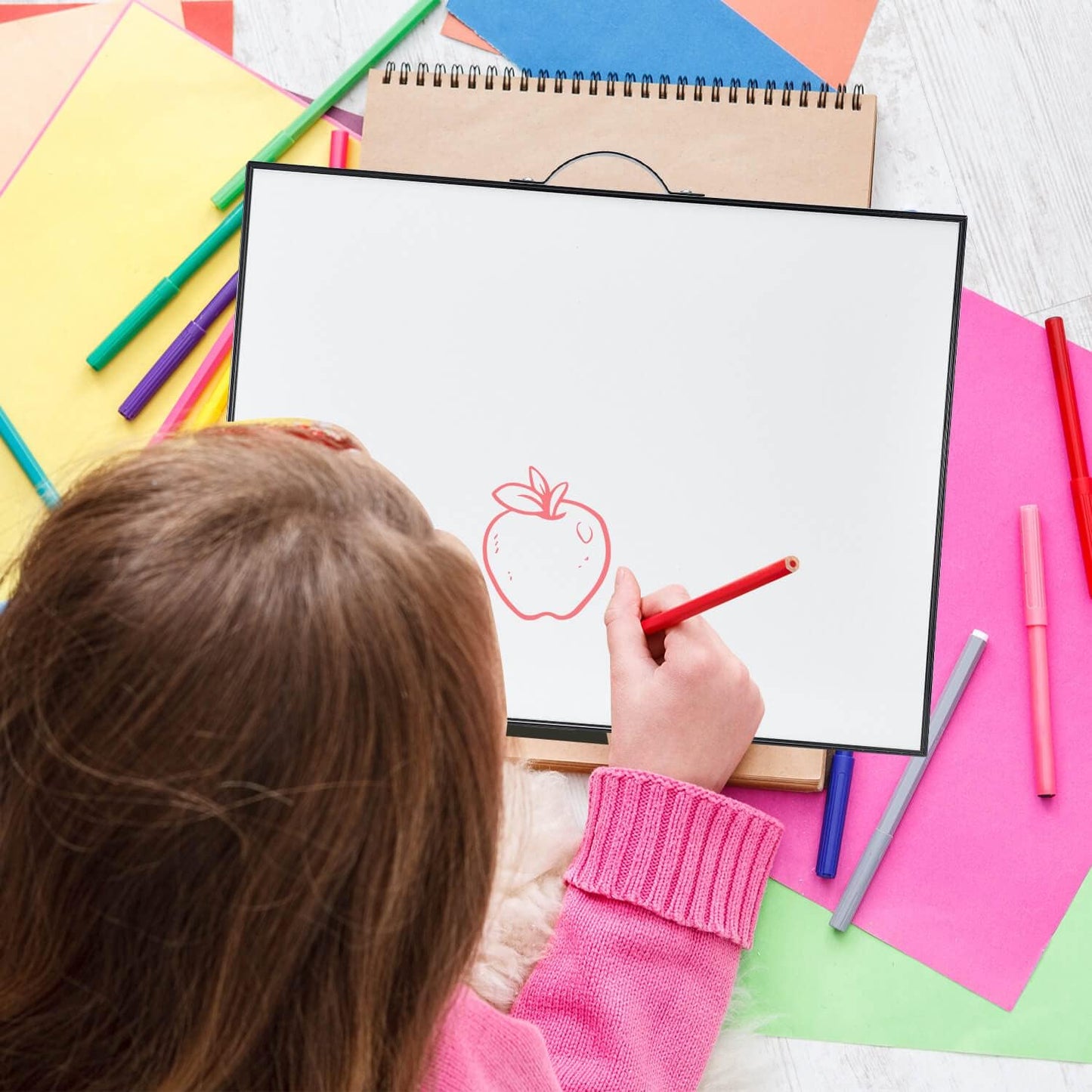 TSJ OFFICE Small Whiteboard Cork-Board - 16" X 12" Portable Aluminum Black Framed Magnetic Dry Erase Board, Small Bulletin Cork Board with Holder for Office, Home and School