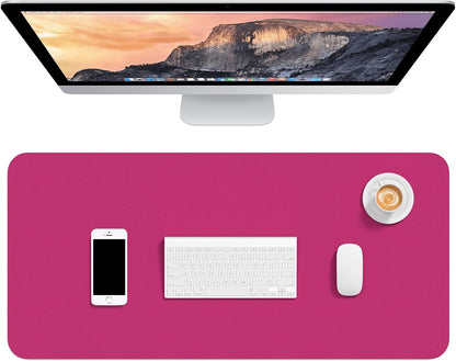 Hsurbtra Desk Pad, 23.6" x 13.8" PU Leather Desk Mat, M Extended Mouse Pad, Waterproof Desktop Blotter Protector, Non-Slip Ultra Thin Small Laptop Keyboard Writing Mat for Office Home, Pink