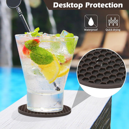 TWTLi Silicone Coasters Set of 8 with Holder,Coasters for Drinks,Beer,Coffee Coasters,Suitable for Kinds Cups,Hot or Cold,Anti-SLI,Non-Stick,Anti-Overflow Tabletop Protection and Decor (8 Pcs, Black)