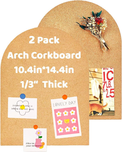 Okydoky 12mm Thick Arch Cork Board, 10.4in x 14.4in Self-Adhesive Pin Board,1 PC for Home Office Décor