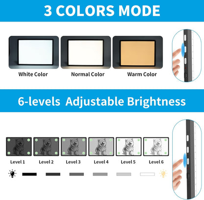 Phylosal Magnetic A3 Light Pad with Bag, Super Bright Light Box with Side Button, Diamond Art Light Board, Lightbox for Tracing and Drawing, USB Power Light Table for Sketching, Weeding Vinyl (White)