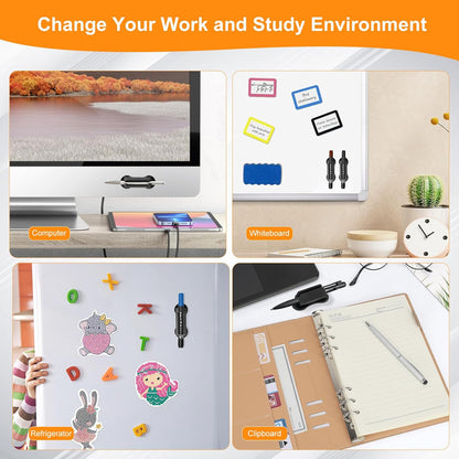 Adhesive Pencil Holder for Desk, 5PCS Upgraded Adhesive Pen Holder for Clipboard, Wall, Marker Holders, Teacher Supplies for Classroom kids Desk Accessories