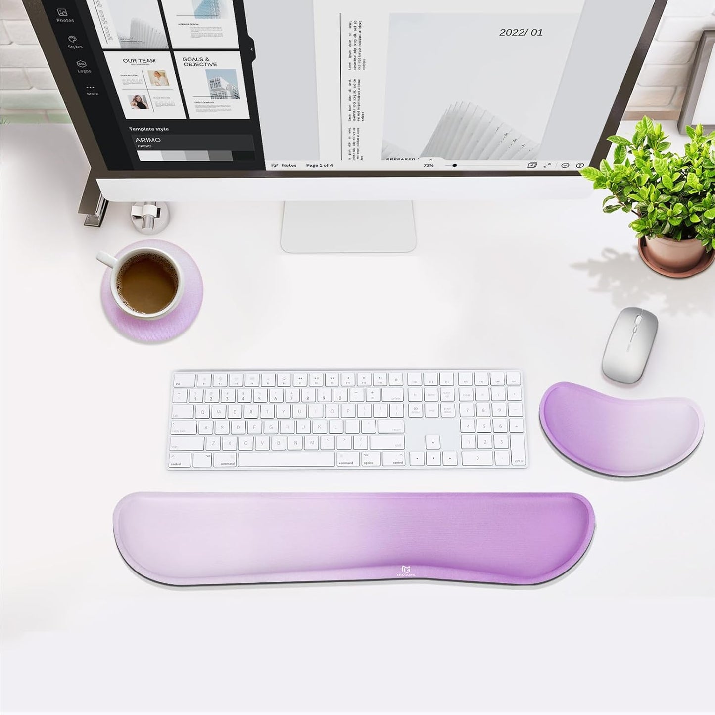 Gimars Upgrade Enlarge Silky and Superfine Fabric Gel Memory Foam Keyboard Wrist Rest Set, Ergonomic Keyboard Mouse Wrist Support for Typing Pain Relief, Comfort for Office, Gaming, Computer, Black
