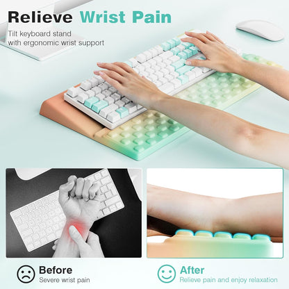 Ospelelf Tilt Keyboard Stand with Wrist Rest, Comfy Ergonomic Keyboard Riser Holder for Office Home