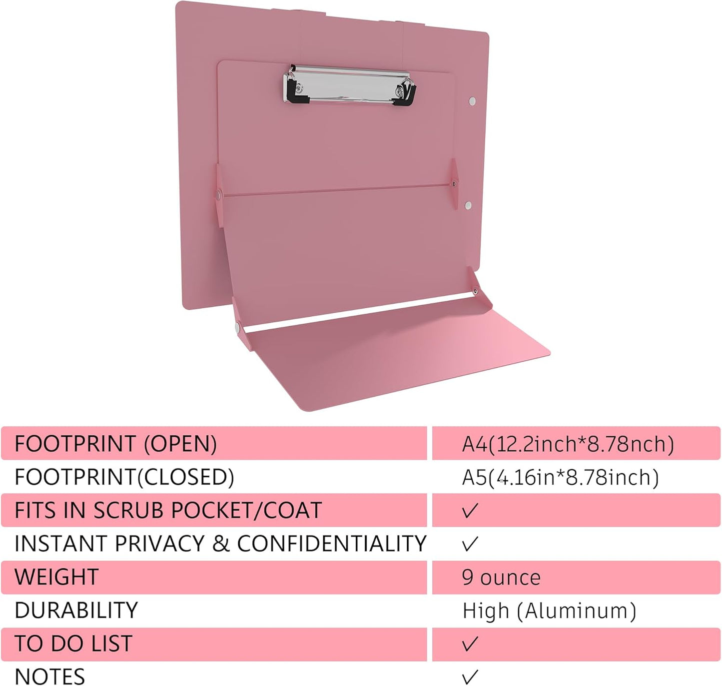 Nursing Clipboard Foldable with Medical Edition Cheat Sheets, 3 Layers Aluminum Foldable Clipboard for Nursing, Notepad for Students, Nursing School Essentials (Black)