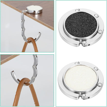 2Pcs Foldable Purse Hook, Women's Bag Table Hanger Collection, Foldable Purse Hooks for Table & Desk, Desk Hooks for Purse, Handbag Hanger Holder (Black & White)