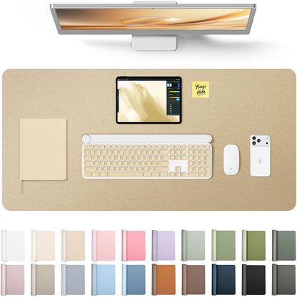 YSAGi Leather Desk Pad Protector, Office Desk Mat, Large Mouse Pad, Non-Slip PU Leather Desk Blotter, Waterproof Laptop Desk Writing Pad for Office and Home (23.6" x 13.8", Eggshell) - Colors B