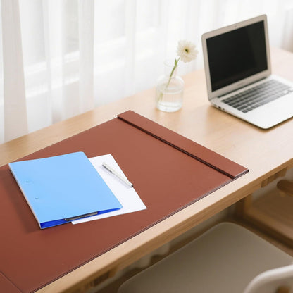 24" x 18" Leather Desk Blotter with Top Rail for Writing Leather Executive Desk Pad Protector Desk Mat for Office Home Workplace Black