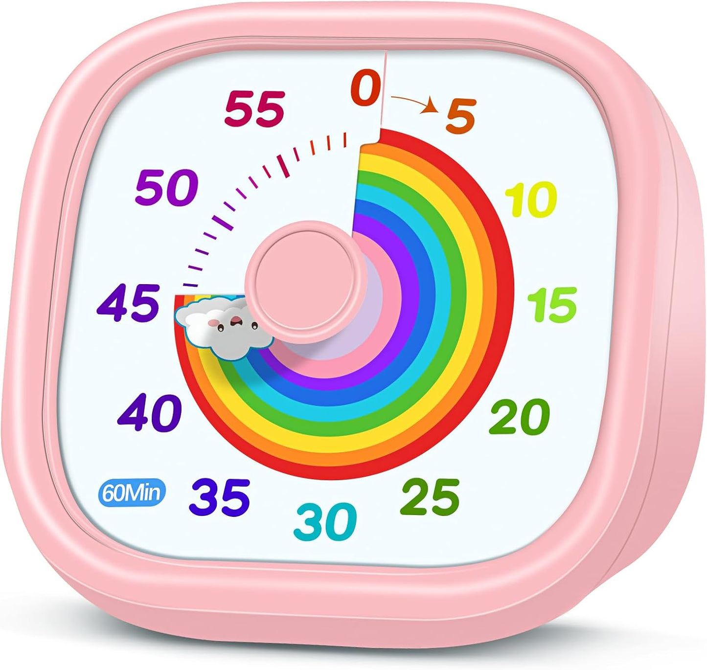 HIPPIH Visual Timer for Kids - 60 Minute Pomodoro Timers for Classroom Kitchen Office, Countdown Kids Timer Clock with Rainbow Disk, Desk Time Management Tool for Toddler with Silent Operation, Blue