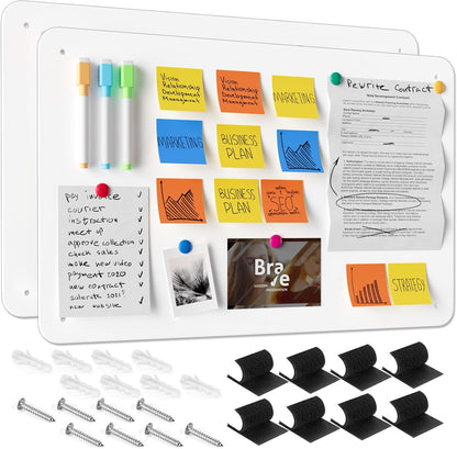 MaxGear Magnetic Board 17.5" x 11.4" Black Metal Magnet Bulletin Board for Wall, Refrigerator, Magnetic Board Display Notes, Photos, and More - Includes Dual Lock Tape and Screws