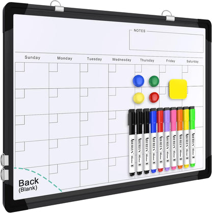 Small Weekly Calendar Dry Erase Whiteboard for Wall, 16" x 12" Magnetic Dry Erase Board, Hanging Double-Sided White Board, Portable Board for List, Kitchen, Planning, Memo, Home, Office