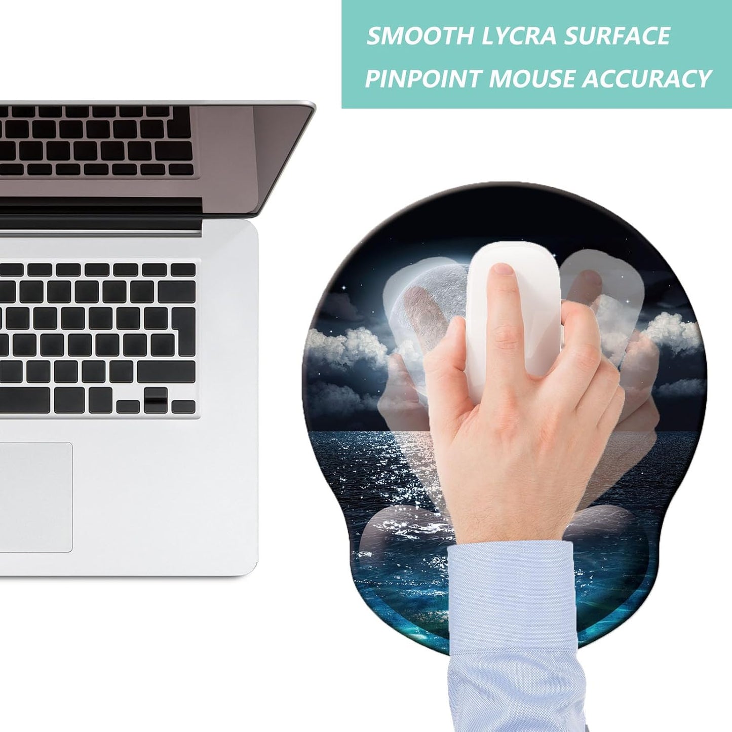 Mouse Pad with Wrist Support, Ergonomic Mouse Pad with Memory Foam Wrist Rest Cushion, Non-Slip Rubber Base Gaming Mice Pad for Home Office Computer Laptop, Flowers Grass