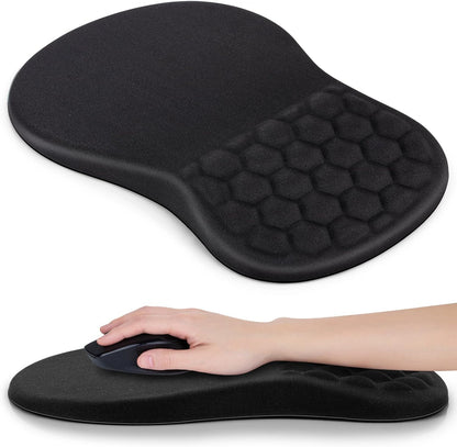 Mouse Wrist Rest, Canjoy 2 Pack Memory Foam Soft Fabric Mouse Wrist Rest Pad Support Cushion with Anti-Skid Rubber Base,Ergonomic Pain Relief Mouse Hand Rest (Black)