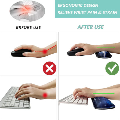 Keyboard Wrist Rest Mouse Wrist Support Set, Memory Foam Wrist Rest Pad for Computer Laptop Keyboard Mouse, Ergonomic Wrist Cushion Support for Typing Pain Relief, Gaming Home Office, Flowers Grass