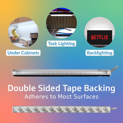 TrueColor USB-Powered LED Light Bar with Frosted Cover for Under Cabinet, Under Monitor, TV Backlight – Easy-Install - Adhesive & Mounting Brackets Included - 100,000 Hours Lifetime (8", Soft White)