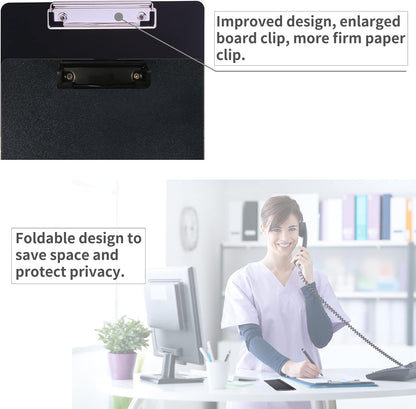 2 Packs Foldable Nursing Clipboard, Medical Edition Cheat Sheets, Nurse Accessories for Work, 3 Layers, Plastic, Black
