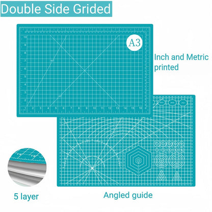 18"x24" Self Healing Cutting Mat, Sewing Mat for Crafts, Double Sided 5-Ply Table Cutting Board for Fabric Quilting Leather Modeling Hobby Project, Turquoise