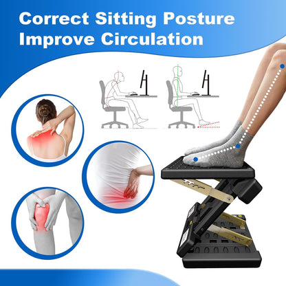 Foldable Foot Rest, Computer Foot Rest Under Desk, 12Modes Adjustable Ergonomic for Office, Loading Capacity 80 pounds, Removable EVA Cushion, All-Season(Black)