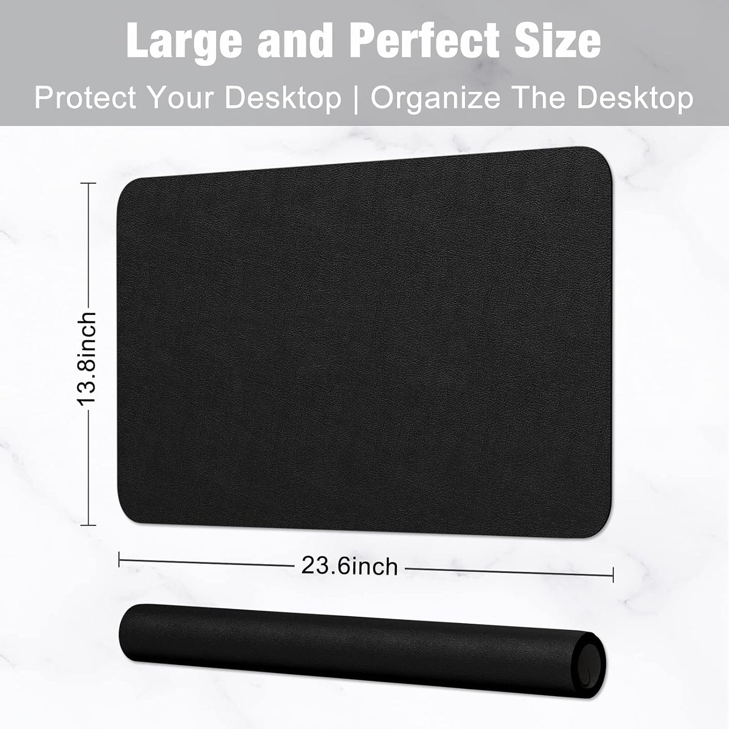 Hsurbtra Desk Pad, 23.6" x 13.8" PU Leather Desk Mat, M Extended Mouse Pad, Waterproof Desktop Blotter Protector, Non-Slip Ultra Thin Small Laptop Keyboard Writing Mat for Office Home, Pink