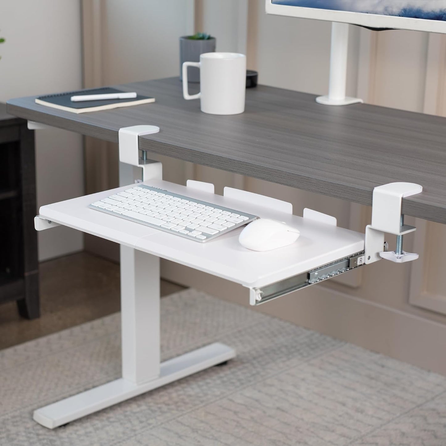 VIVO Large Keyboard Tray Under Desk Pull Out with Extra Sturdy C Clamp Mount System, 27 (33 Including Clamps) x 11 Inch Slide-Out Platform Computer Drawer for Typing, Black, MOUNT-KB05E