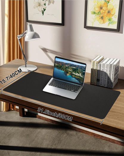 Leather Desk Pad Protector, Office Desk Mat, Large Mouse Pad, Non-Slip PU Leather Desk Blotter, Laptop Desk Pad Desk Accessories for Office and Home (Black, 40" x 17")
