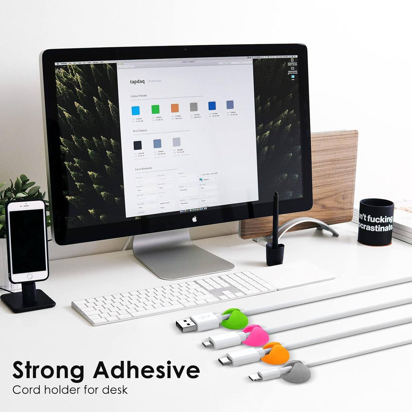 12 Pack Cable Clips, Znben Cord Organizer Holder Adhesive Cable Management Charger Wire Holder Clips for Desk, Home, Office, Car, Cubicle, Nightstand Black