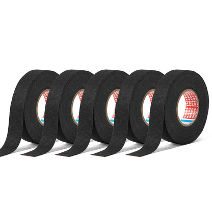 HSTECH 2 Rolls Wire Loom Harness Tape, Speaker Wiring Harness Cloth Tape, Black Adhesive Fabric Tape, for Automobile Electrical Wire harnessing Noise Dampening Heat Proof （15mm X 15m）