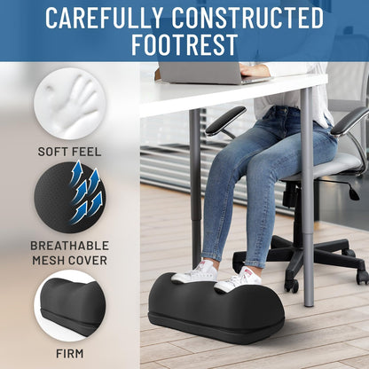 Everlasting Comfort Foot Rest for Under Desk at Work - Memory Foam Office Foot Stool & Under Desk Footrest Leg Elevation Pillow for Gaming & Home Office, Supports Posture